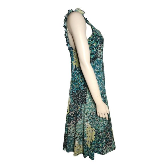 CONNECTED APPAREL Blue Green Paisley Sleeveless Pullover Dress Womens Size 10 - Picture 2 of 6